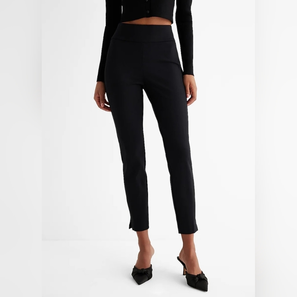 Express Columnist High Waisted Knit Ankle Pants in Black Size 14